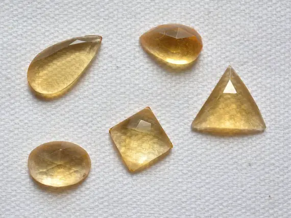 Mix Shape Stones, Citrine Gemstone, Checker Cut Citrine Stone, Loose Gemstone, Gemstone For Jewelry Making, 8x13 - 9x18mm, 5 Pcs Lot #ar1134