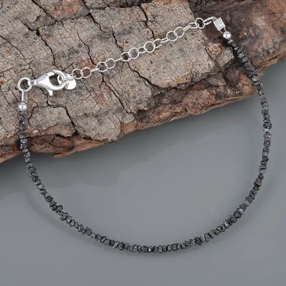 Black Diamond  Bracelet , Diamond Bracelet For Gift, Diamond Jewelry, Rough Black Diamond 22 Cm Bracelet For Her Birthday Gift.