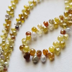 Shop Diamond Bead Shapes! 2×2.5mm – 3.5×4.2mm Grey Brown Yellow Multi Color Diamond Tear Drop Beads, Natural Sparkling Diamond Briolette (10Pc to 40 Pcs Option)-APKJ6 | Natural genuine other-shape Diamond beads for beading and jewelry making.  #jewelry #beads #beadedjewelry #diyjewelry #jewelrymaking #beadstore #beading #affiliate #ad