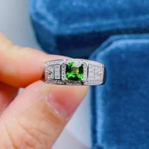 Shop Diopside Rings! Handmade 925 Sterling Silver Ring Stacking Ring, Green Diopside Band Ring, Genuine Diopside Stone, Custom Ring For Her, Personalized Gifts | Natural genuine Diopside rings, simple unique handcrafted gemstone rings. #rings #jewelry #shopping #gift #handmade #fashion #style #affiliate #ad