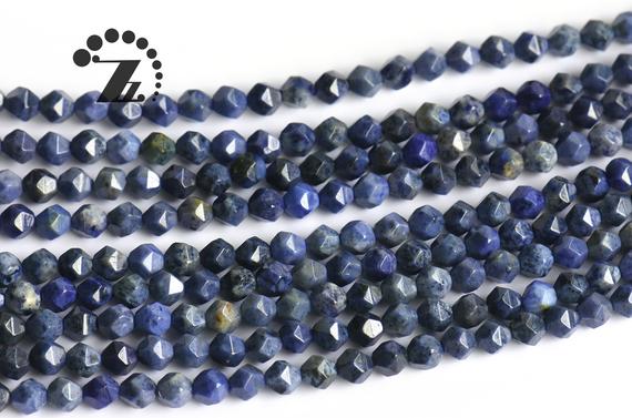 Blue Dumortierite Star Cut Faceted Beads,natural,gemstone,diy Bead,6mm 8mm 10mm For Choice,15" Full Strand