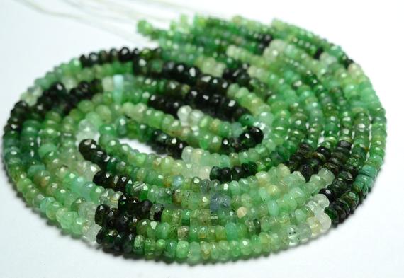 16 Inches Strand Natural Emerald Rondelles 4mm To 5mm Faceted Gemstone Rondelle Beads Finest Emerald Beads Precious Stone Beads No3750