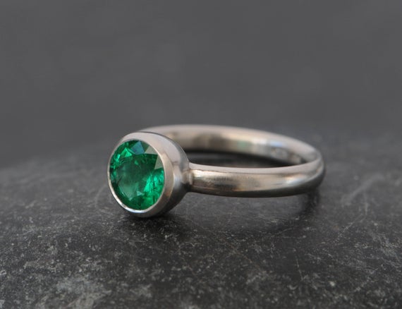 Real Emerald Ring In Platinum, Emerald Engagement Ring, Gift For Her
