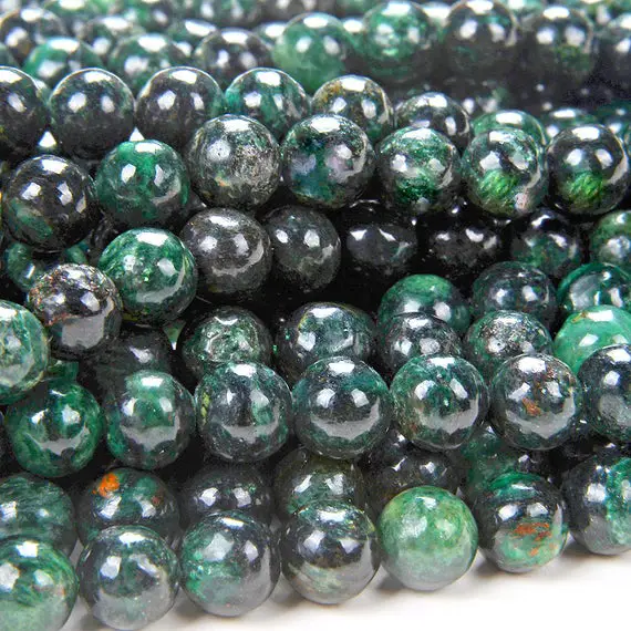 6mm Emerald In Fuchsite Gemstone Genuine Natural Rare Green Grade Round Loose Beads 7.5" Half Strand (80006792 H-a210)