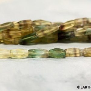 Shop Fluorite Faceted Beads! S/ Fluorite 5x Faceted Tube loose beads 14" strand Size varies Multi color natural Fluorite gemstone Beads For jewelry making | Natural genuine faceted Fluorite beads for beading and jewelry making.  #jewelry #beads #beadedjewelry #diyjewelry #jewelrymaking #beadstore #beading #affiliate #ad