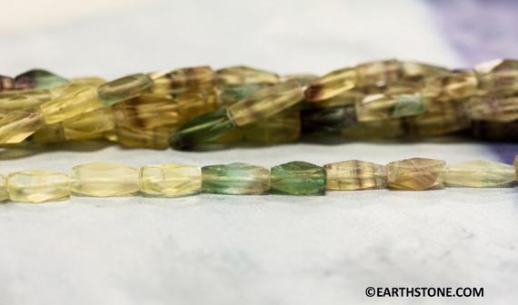 S/ Fluorite 5x Faceted Tube Loose Beads 14" Strand Size Varies Multi Color Natural Fluorite Gemstone Beads For Jewelry Making