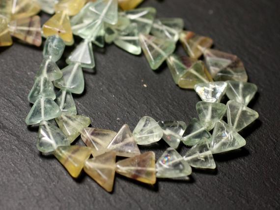 10pc - Perles De Pierre - Fluorite Multicolore Triangles 6-10mm - 8741140012189