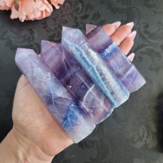 Fluorite Tower, Choose Your Large Purple Crystal Wand Obelisk Column For Decor, Metaphysical Gifts, Or Crystal Grids