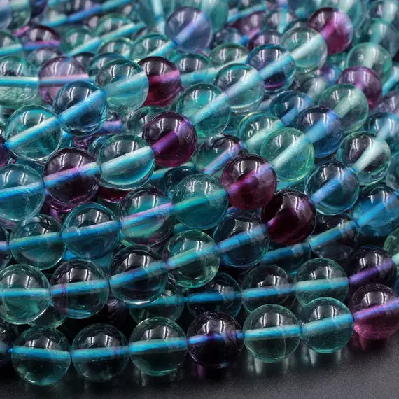Aaa Natural Fluorite Beads 4mm 6mm 8mm 10mm 12mm Round Polished Finish Purple Green Blue Fluorite Gemstone Beads 15.5" Strand