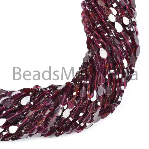 Garnet Smooth Pear, Garnet Plain Beads, Garnet 4x6-4x7mm Beads, Garnet Flat Pear Shape Beads, Natural Garnet Beads, Pears Gemstone Beads
