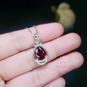 Teardrop Garnet Necklace – White Gold plated Sterling Silver – 2.75 CT Red Garnet Pendant – January Birthstone #438 | Natural genuine Array jewelry. Buy crystal jewelry, handmade handcrafted artisan jewelry for women.  Unique handmade gift ideas. #jewelry #beadedjewelry #beadedjewelry #gift #shopping #handmadejewelry #fashion #style #product #jewelry #affiliate #ad