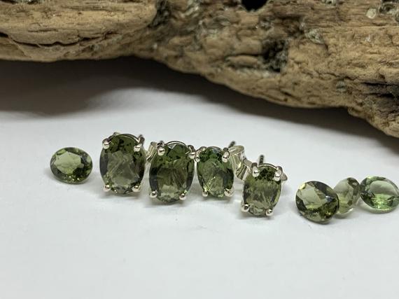 Genuine Faceted Moldavite Earrings With Certificate Of Authenticity