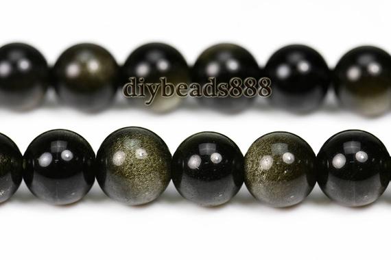 Golden Obsidian,15 Inch Full Strand Grade Aa Golden Obsidian Smooth Round Bead,gold,gemstone,diy Bead,4mm 6mm  8mm 10mm 12mm 14mm For Choice