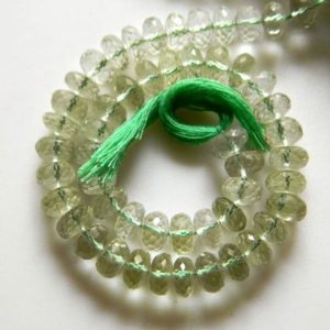 Shop Green Amethyst Beads! Green Amethyst Beads, Micro Faceted Rondelles, 8mm Beads, 10 Inch Strand, 50 Pieces Approx | Natural genuine faceted Green Amethyst beads for beading and jewelry making.  #jewelry #beads #beadedjewelry #diyjewelry #jewelrymaking #beadstore #beading #affiliate #ad