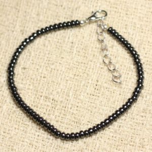 Bracelet 925 sterling silver and stone – Hematite Rondelles 3mm | Natural genuine Array bracelets. Buy crystal jewelry, handmade handcrafted artisan jewelry for women.  Unique handmade gift ideas. #jewelry #beadedbracelets #beadedjewelry #gift #shopping #handmadejewelry #fashion #style #product #bracelets #affiliate #ad