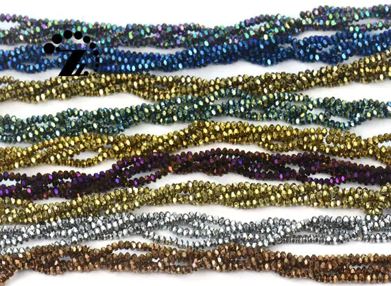 Hematite Faceted Rondelle Beads,abacus Bead,space Bead,electroplated Hematite,diy Beads,2x3mm,color For Choice,15" Full Strand