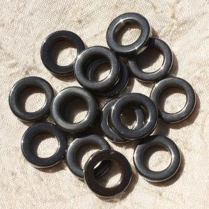 Shop Hematite Bead Shapes! 4pc – Stone Beads – Hematite Circles Donuts Round 16mm Grey Black Metal – 4558550018625 | Natural genuine other-shape Hematite beads for beading and jewelry making.  #jewelry #beads #beadedjewelry #diyjewelry #jewelrymaking #beadstore #beading #affiliate #ad