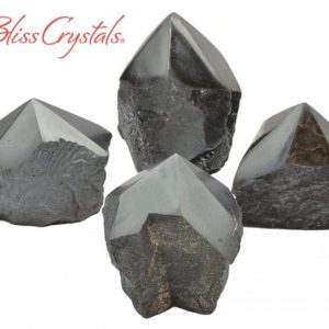 Shop Hematite Points & Wands! 1 HEMATITE Half Polished Point #HM05 | Natural genuine stones & crystals in various shapes & sizes. Buy raw cut, tumbled, or polished gemstones for making jewelry or crystal healing energy vibration raising reiki stones. #crystals #gemstones #crystalhealing #crystalsandgemstones #energyhealing #affiliate #ad