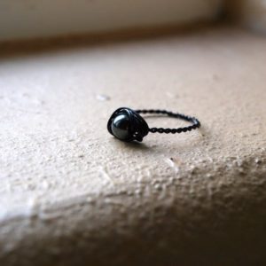 Shop Hematite Rings! Hematite Ring – Wire Wrapped Stacking Ring – Ecofriendly Black Stacking Ring – Crystal Ring Protection – Black Healing Crystal Ring | Natural genuine Hematite rings, simple unique handcrafted gemstone rings. #rings #jewelry #shopping #gift #handmade #fashion #style #affiliate #ad