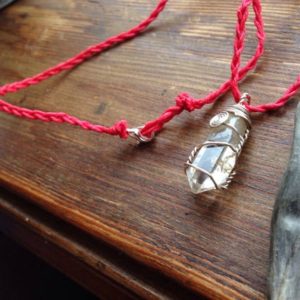 Raw Clear Quartz Necklace – Red Hemp Necklace – Red Crystal Healing Necklace – Silver Herkimer Diamond Necklace Ecofriendly Crystal Necklace | Natural genuine Gemstone necklaces. Buy crystal jewelry, handmade handcrafted artisan jewelry for women.  Unique handmade gift ideas. #jewelry #beadednecklaces #beadedjewelry #gift #shopping #handmadejewelry #fashion #style #product #necklaces #affiliate #ad