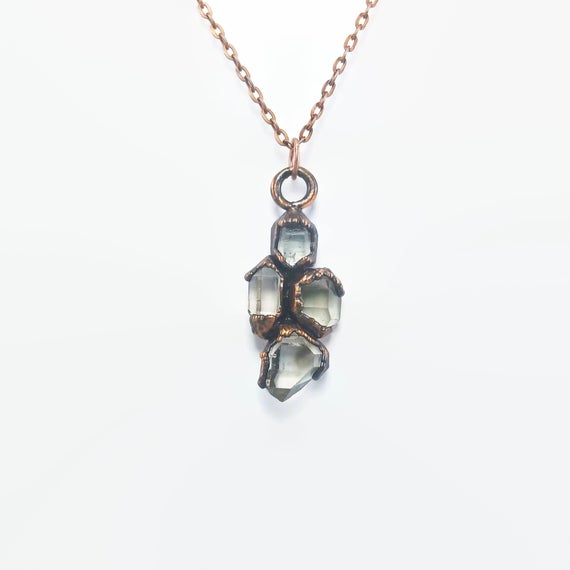 Raw Crystal Necklace | Raw Crystal Pendant | Herkimer Diamond Necklace | Herkimer Diamond Pendant | Copper Necklace | Raw Stone Necklace