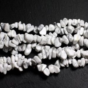 Shop Howlite Chip & Nugget Beads! Wire 250pc approx 89cm – rock Chips 5-10mm Howlite stone – beads | Natural genuine chip Howlite beads for beading and jewelry making.  #jewelry #beads #beadedjewelry #diyjewelry #jewelrymaking #beadstore #beading #affiliate #ad