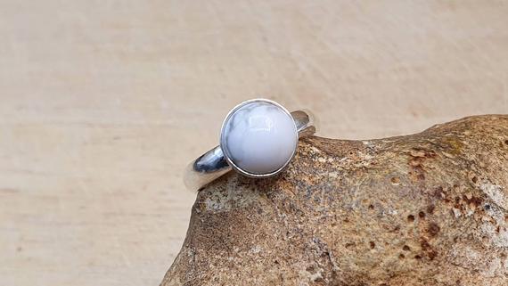Minimalist White Howlite Ring. 925 Sterling Silver Rings For Women. Reiki Jewelry Uk. Gemini Jewelry. Women's Adjustable Ring. 8mm Stone