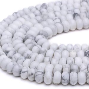 White Howlite Smooth Rondelle Beads 5x8mm 6x10mm Approx 15.5" Strand | Natural genuine rondelle Howlite beads for beading and jewelry making.  #jewelry #beads #beadedjewelry #diyjewelry #jewelrymaking #beadstore #beading #affiliate #ad