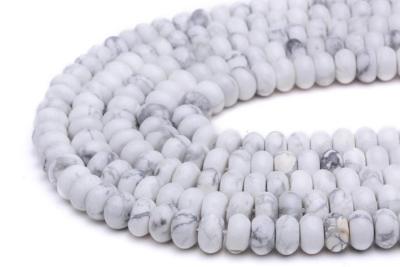 White Howlite Smooth Rondelle Beads 5x8mm 6x10mm Approx 15.5" Strand