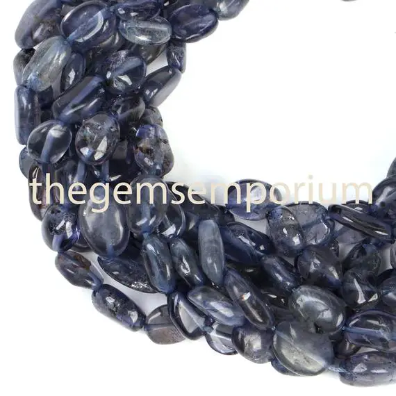 Iolite Plain Smooth Nugget  4.5x6-5.5x9mm Gemstone Beads, Iolite Plain Nugget Beads, Iolite Smooth Nugget Beads, Iolite Nugget Shape Beads