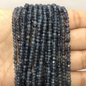 Shop Iolite Faceted Beads! 3.5 To 4 mm Natural Iolite Micro Faceted Rondelle Beads. Super Fine Quality Rondelle Faceted Beads | Natural genuine faceted Iolite beads for beading and jewelry making.  #jewelry #beads #beadedjewelry #diyjewelry #jewelrymaking #beadstore #beading #affiliate #ad
