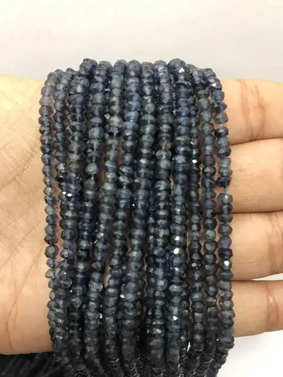 3.5 To 4 Mm Natural Iolite Micro Faceted Rondelle Beads. Super Fine Quality Rondelle Faceted Beads