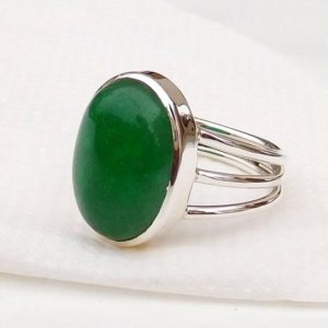 Green Jade Ring, Jade Ring, Green Ring, Birthstone Green Jade Ring, Natural Green Jade Ring, 925 Sterling silver Green jade Ring-U069 | Natural genuine Jade rings, simple unique handcrafted gemstone rings. #rings #jewelry #shopping #gift #handmade #fashion #style #affiliate #ad