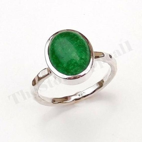 Nephrite Jade Ring, Oval Gemstone, Silver Bezel, Sterling Silver Ring, Green Stone Ring, Handmade Ring, Artisan Ring, Boho Ring, Gift Silver