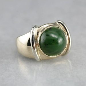 Shop Jade Rings! Vintage Jade Ring, Jage And Gold, Cabochon Ring, Jade Statement Ring 66tlmf8v-p | Natural genuine Jade rings, simple unique handcrafted gemstone rings. #rings #jewelry #shopping #gift #handmade #fashion #style #affiliate #ad