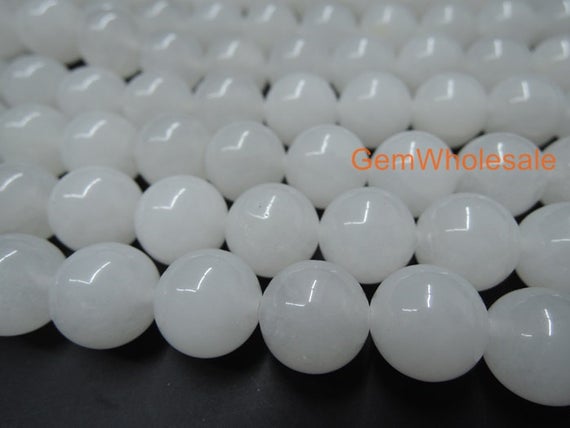 15.5" 6mm/8mm/10mm/12mm Natural White Jade Round Beads, Semi-precious Stone Jade Jewelry Beads Supply