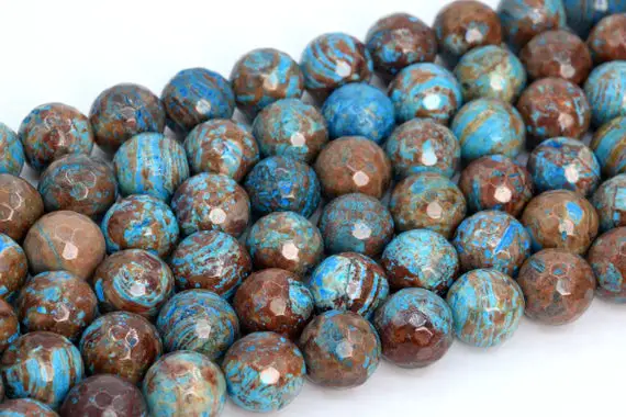 Blue Green Calsilica Jasper Loose Beads Micro Faceted Round Shape 6mm 8mm 10mm 12mm