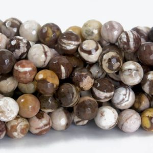 Shop Faceted Gemstone Beads! faceted round beads brown Zebra jasper beads – brown facet gemstones – white and brown semiprecious stone beads – 4-10mm beads -15inch | Natural genuine faceted Gemstone beads for beading and jewelry making.  #jewelry #beads #beadedjewelry #diyjewelry #jewelrymaking #beadstore #beading #affiliate #ad