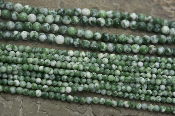 Green Spot Jasper Spacer Beads - Green Gemstone Beads - Semiprecious Stone Beads - 2mm Green Beads - 3mm Jasper Beads  -15inch