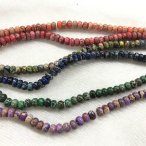 Shop Jasper Rondelle Beads! Special Offer Imperial Jasper 4x6mm Rondelle Sea Sediment Jasper Multicolour Dyed Loose Beads 15 inch | Natural genuine rondelle Jasper beads for beading and jewelry making.  #jewelry #beads #beadedjewelry #diyjewelry #jewelrymaking #beadstore #beading #affiliate #ad