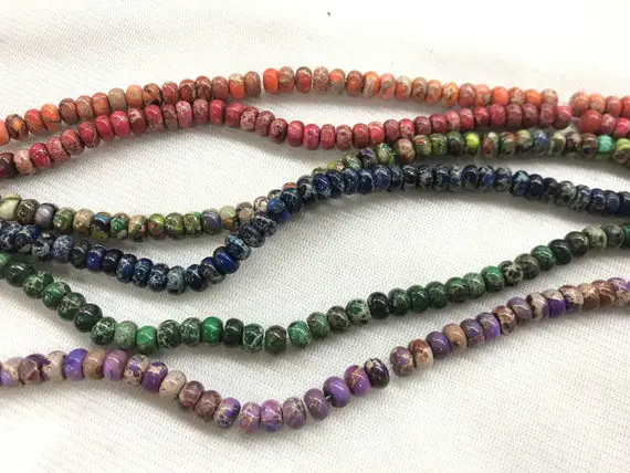 Special Offer Imperial Jasper 4x6mm Rondelle Sea Sediment Jasper Multicolour Dyed Loose Beads 15 Inch