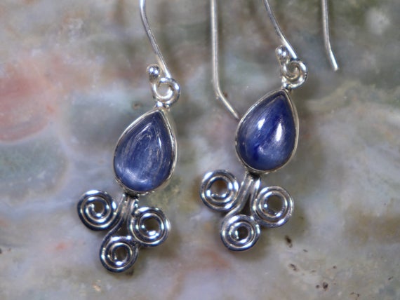 Kyanite, 925 Silver Healing Stone Earrings With Positive Healing Energy!