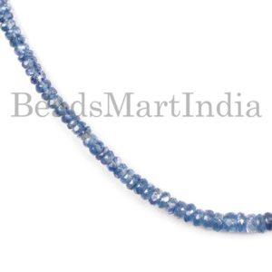 Shop Kyanite Necklaces! Kyanite Necklace, Faceted Rondelle Necklace Gemstone Beads, Kyanite Faceted Rondelle Beads, Kyanite Faceted Beads, 3.5-5.5MM Kyanite Beads. | Natural genuine Kyanite necklaces. Buy crystal jewelry, handmade handcrafted artisan jewelry for women.  Unique handmade gift ideas. #jewelry #beadednecklaces #beadedjewelry #gift #shopping #handmadejewelry #fashion #style #product #necklaces #affiliate #ad