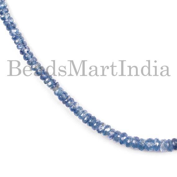 Kyanite Necklace, Faceted Rondelle Necklace Gemstone Beads, Kyanite Faceted Rondelle Beads, Kyanite Faceted Beads, 3.5-5.5mm Kyanite Beads.