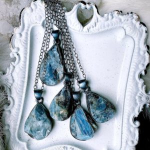 Shop Kyanite Necklaces! Raw blue kyanite necklace | Natural genuine Kyanite necklaces. Buy crystal jewelry, handmade handcrafted artisan jewelry for women.  Unique handmade gift ideas. #jewelry #beadednecklaces #beadedjewelry #gift #shopping #handmadejewelry #fashion #style #product #necklaces #affiliate #ad