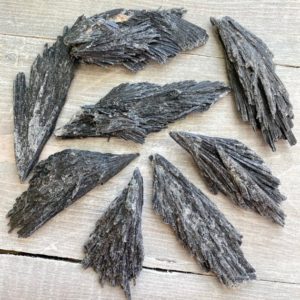 Shop Kyanite Points & Wands! Raw Black Kyanite Rare Large Fan Blade Wand Brazil Grounding Clearing Protection | Natural genuine stones & crystals in various shapes & sizes. Buy raw cut, tumbled, or polished gemstones for making jewelry or crystal healing energy vibration raising reiki stones. #crystals #gemstones #crystalhealing #crystalsandgemstones #energyhealing #affiliate #ad