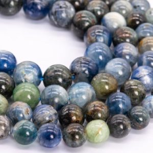 Shop Kyanite Round Beads! Genuine Natural Green Blue Kyanite Loose Beads Round Shape 9mm 10mm 11mm 12mm | Natural genuine round Kyanite beads for beading and jewelry making.  #jewelry #beads #beadedjewelry #diyjewelry #jewelrymaking #beadstore #beading #affiliate #ad