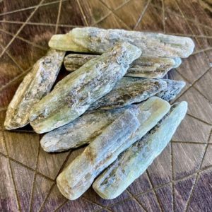 Shop Kyanite Shapes! Green Kyanite Blade Rare Heart Chakra Clearing Illumination Release Grounding | Natural genuine stones & crystals in various shapes & sizes. Buy raw cut, tumbled, or polished gemstones for making jewelry or crystal healing energy vibration raising reiki stones. #crystals #gemstones #crystalhealing #crystalsandgemstones #energyhealing #affiliate #ad