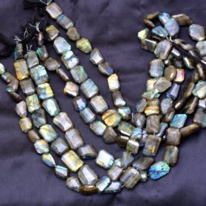 Shop Labradorite Chip & Nugget Beads! AAA Labradorite 16mm-18mm Faceted Flat Nuggets | 13inch Strand | Natural Fire Labradorite Semi Precious Gemstone Step Cut Beads for Jewelry | Natural genuine chip Labradorite beads for beading and jewelry making.  #jewelry #beads #beadedjewelry #diyjewelry #jewelrymaking #beadstore #beading #affiliate #ad