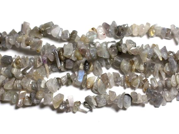 Thread 280pc Approx 89cm - Beads Of Stone - Labradorite Chips 5-10mm Beads